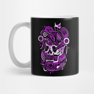 Skull Pop Art White Purple Mug